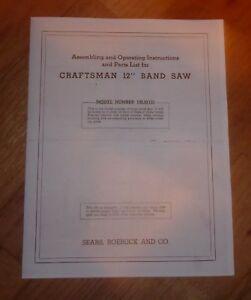 Craftsman 12 inch band saw sander manual